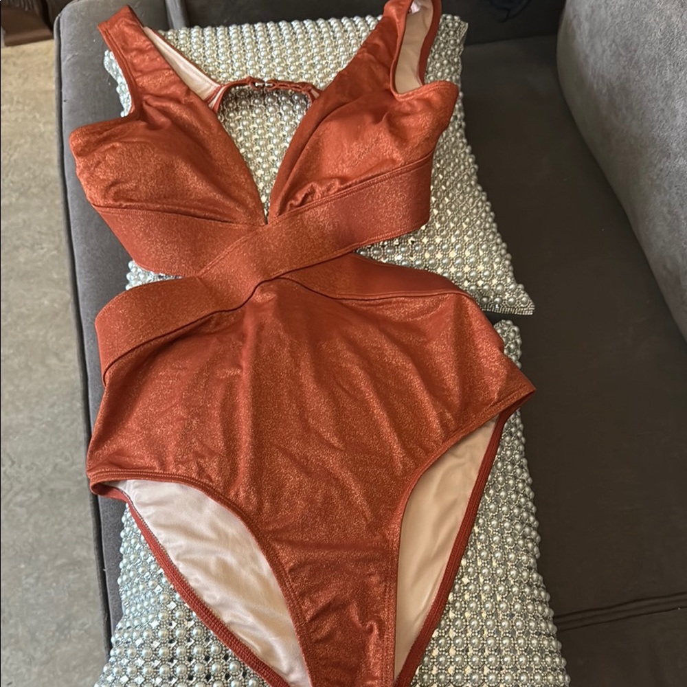 Kids One Piece Swimsuit in Shimmering Orange